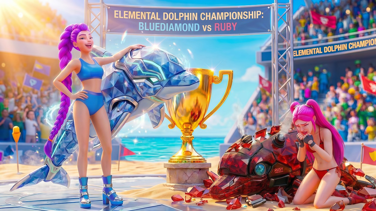 BLUE DIAMOND VS RED RUBY! INSANE OCEAN RACE 🌊 | KPOP DEMON HUNTERS