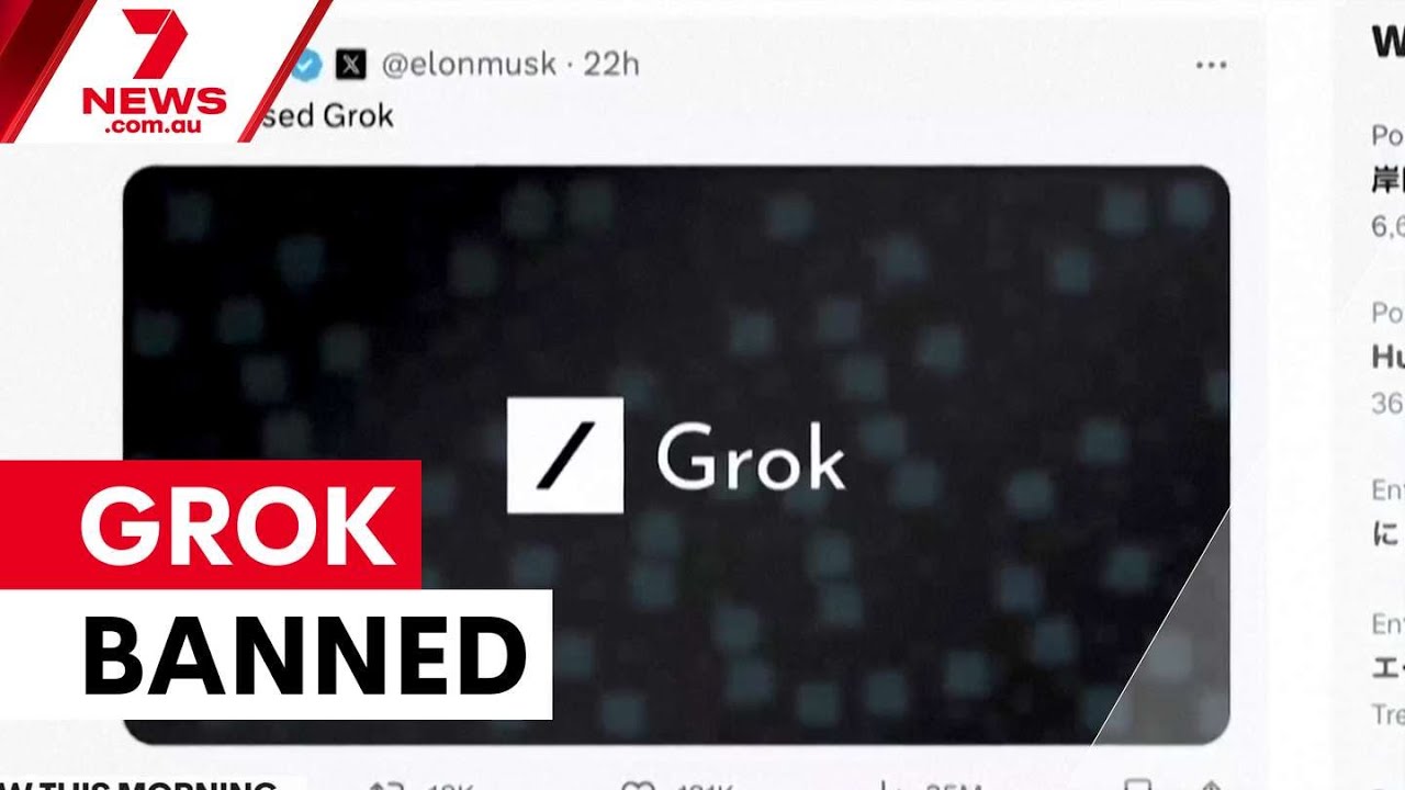 Elon Musk's Grok AI faces global bans | 7NEWS