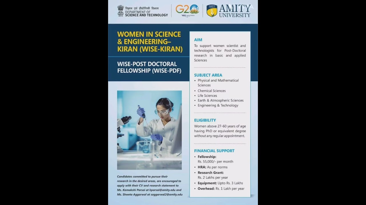 POST DOCTORAL FELLOWSHIP FOR WOMEN