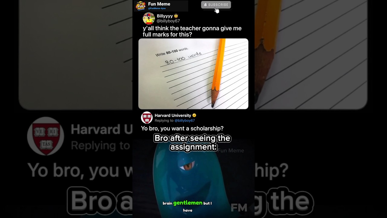 Bro Finished the Assignment&hellip; Harvard Had Other Plans 😂🎓#shorts #memes #comdeymemes