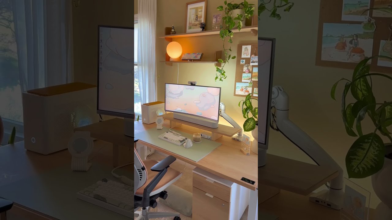 the coziest desk setup 🍃🕯️✨ #shorts