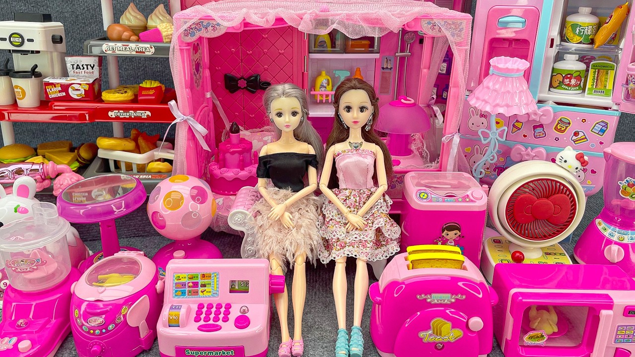 18 Minutes Satisfying with Unboxing Barbie Princess Pink Kitchen,Rock Bed Play Set Review Toys｜ASMR