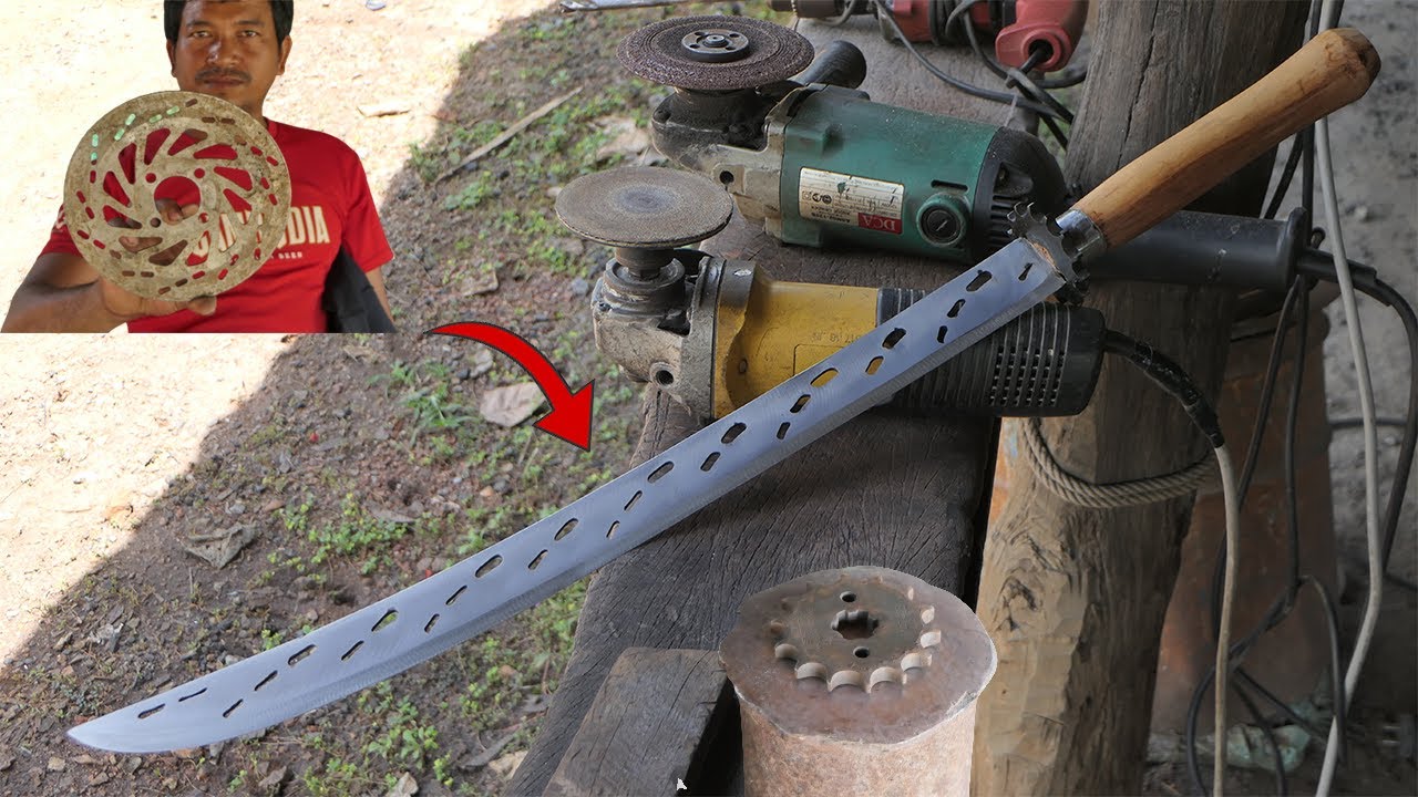 Sword Making/ Forging a Very Nice Stainless Steel Sword From a Broken Motorcycle Brake Disc