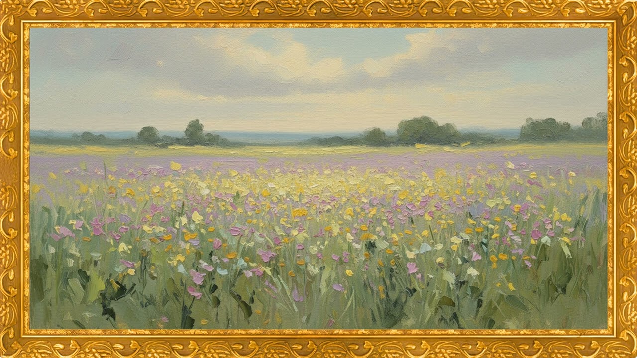 Wild Meadow Blossoms – Countryside Vintage Painting Scene