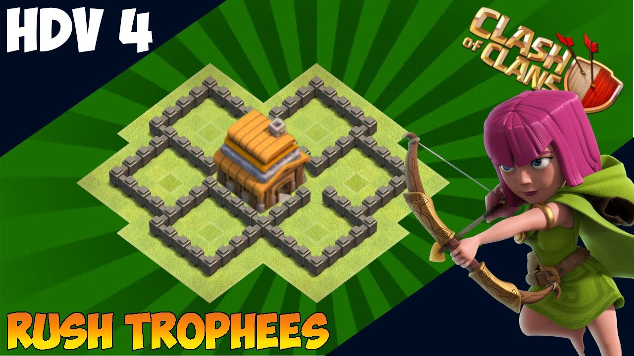 HDV 4 rush troph&eacute;es AVEC LIEN | Monter en troph&eacute;es facilement | Clash of clans