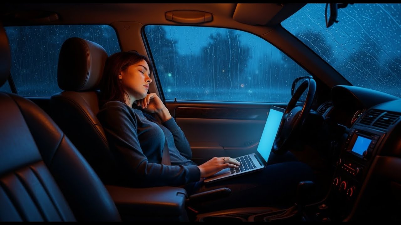 Deep Sleep with Rain Sounds on Car - Relaxing white noise for sleeping, stress relief, help insomnia