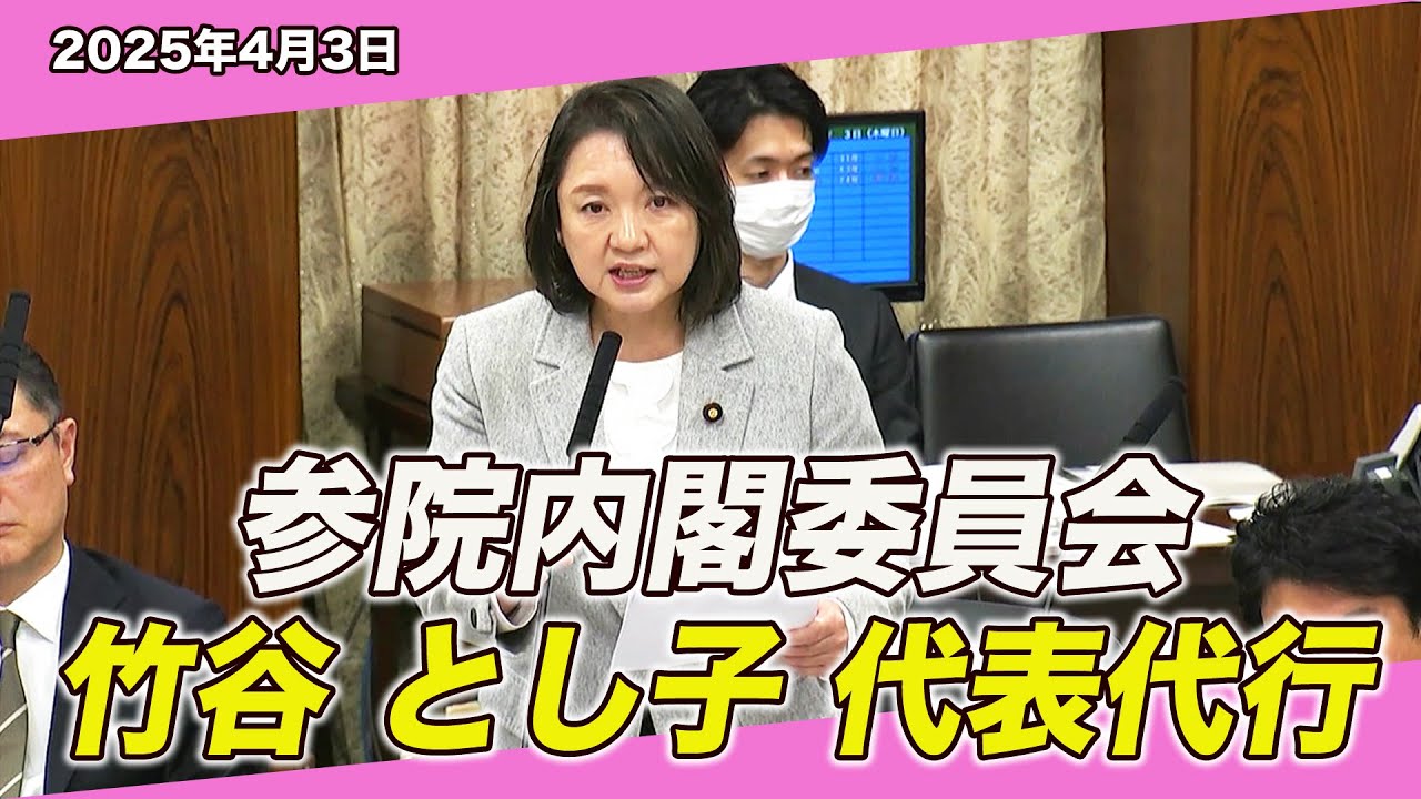 2025/4/3 参院内閣委員会 竹谷とし子代表代行
