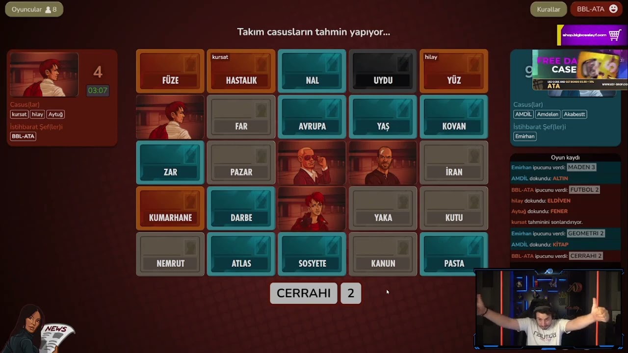 ATABERK DOĞAN EKİPLE CODENAMES OYNUYOR - 1 @Atadogann