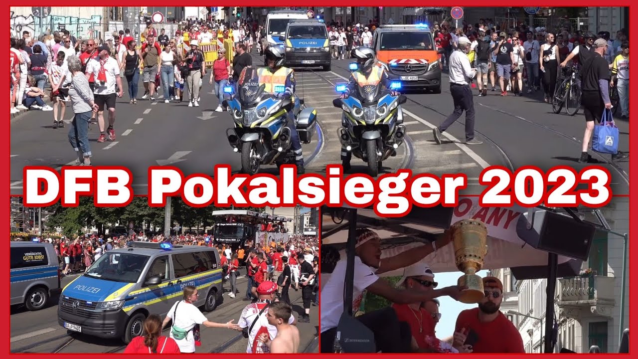 Großer Fanmarsch zur Festwiese⚽️RB LEIPZIG Pokalsieger 2023🏆Die Mannschaft mit Polizeibegleitung🚓