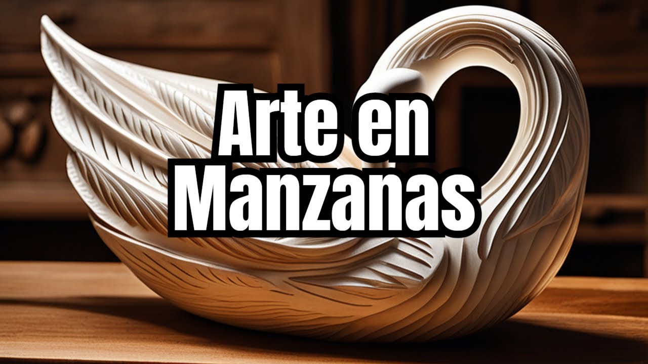 Tallado de cisnes con manzanas