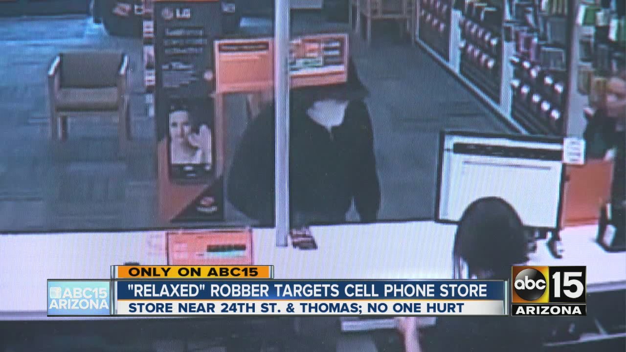 Relaxed robbery targets cell phone store