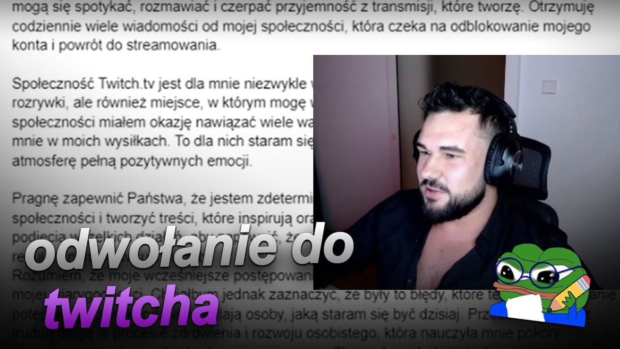 szymol czyta swoje odwołanie od bana na twitch po powrocie z odwyku