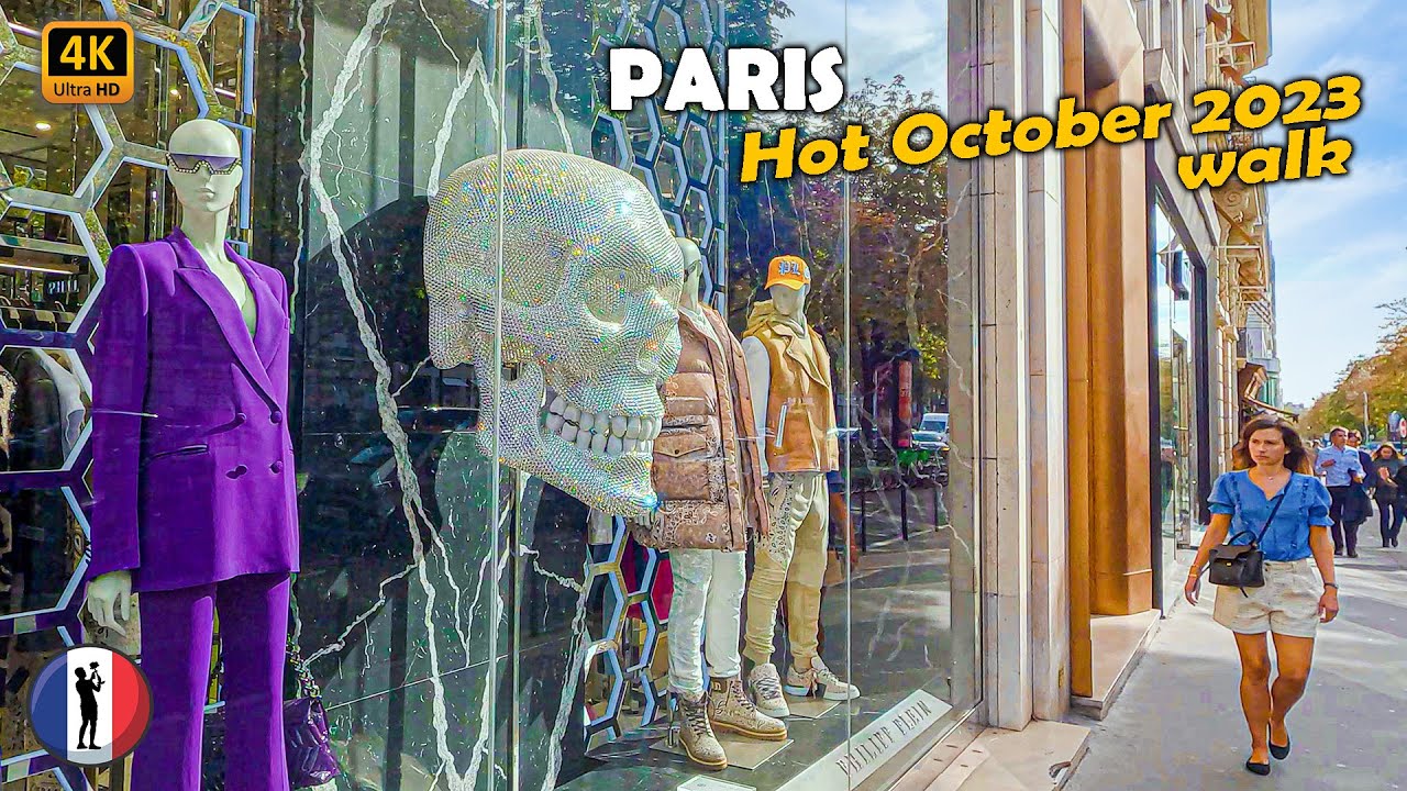 🇫🇷 PARIS, Avenue Marceau & Avenue George V, Hot October Walking Tour [4K/60 fps]