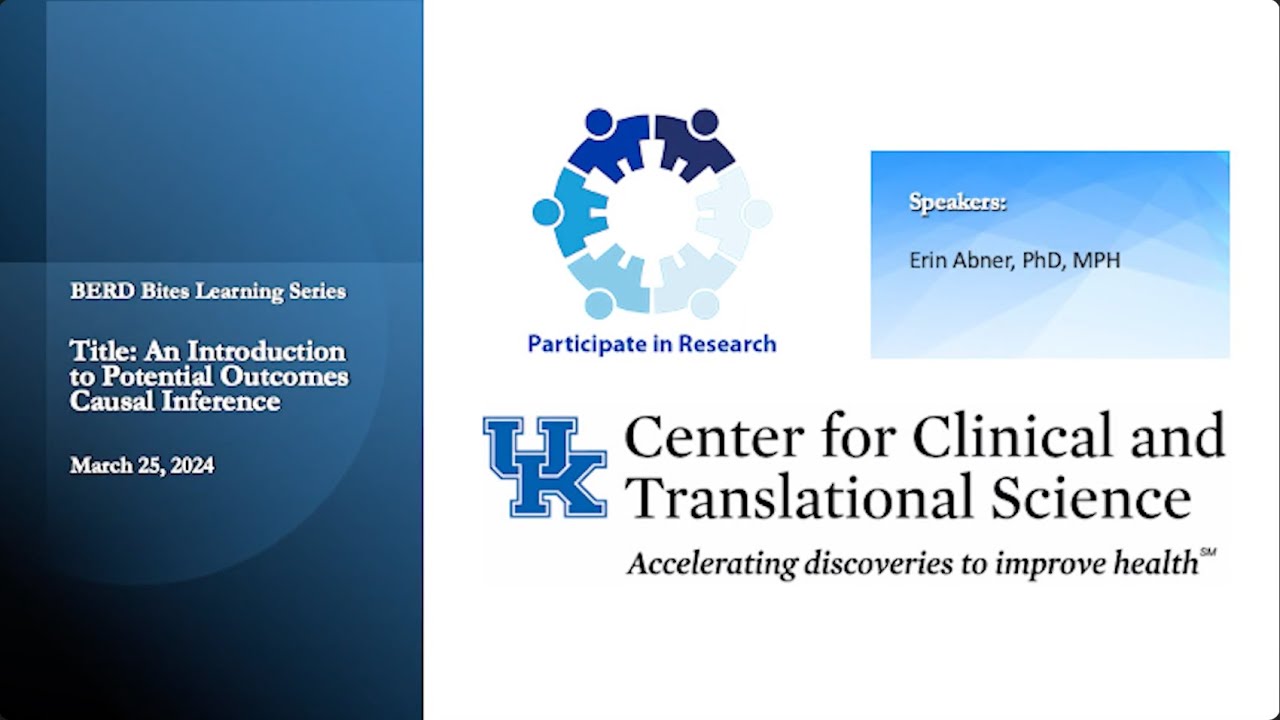 BERD Bites Learning Series: An Introduction to Potential Outcomes Causal Inference
