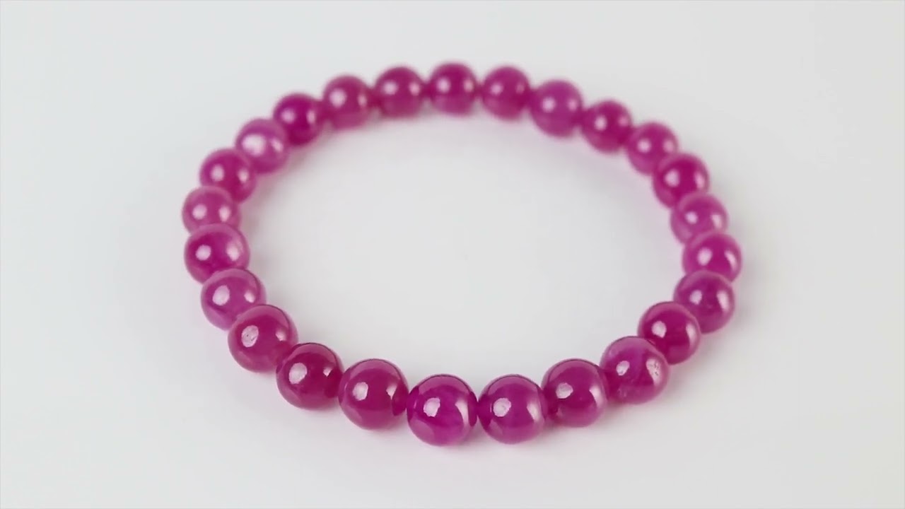 【一点もの】宝石質ルビー8mm シンプルブレスレット【鑑別書付き】