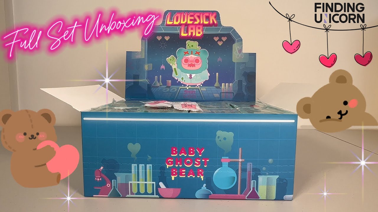 【FINDING UNICORN】SHINWOO Baby Ghost Bear 👻 🧸 LOVESICK LAB 💔❤️&zwj;🩹🧪🧫 BLIND BOX FULL SET UNBOXING!!!