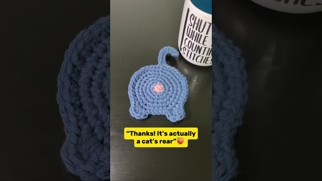 Cat Butt Crochet Coaster