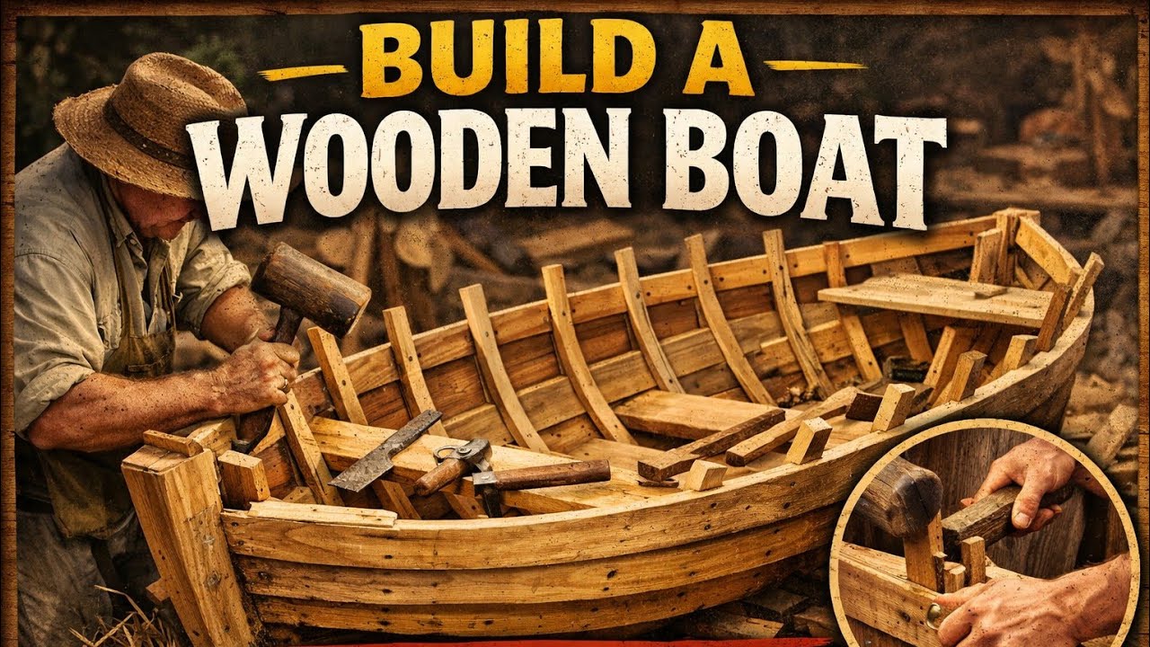 Eps004 Easy way to make a wooden boat from many pieces of wooden planks the old-fashioned way