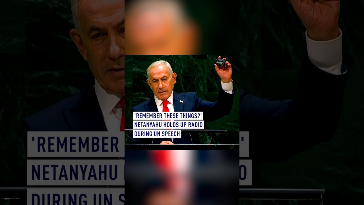 'Remember these things?' Netanyahu holds up radio during UN speech
