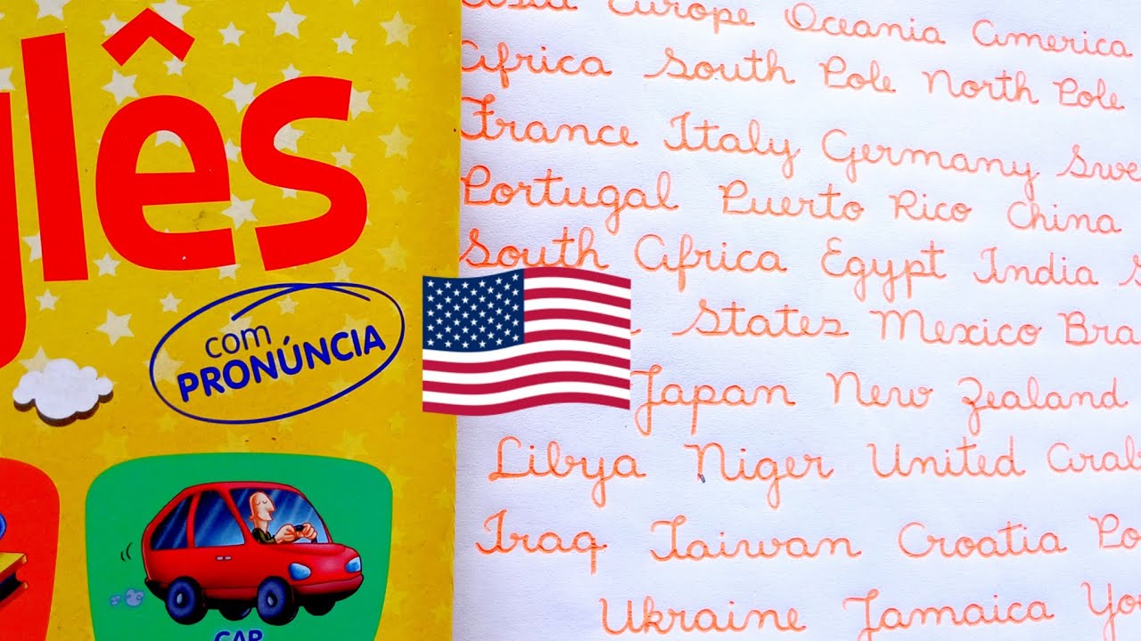 Countries in English ✍️ | Cursive Handwriting Practice | Learn English Writing Caligrafia