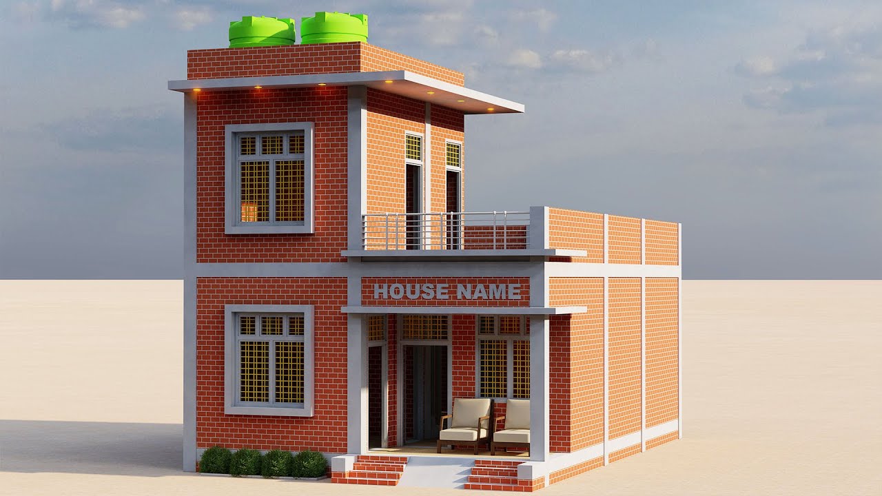 4 Bedroom Village House Plan,पूरी जानकारी के साथ मकान का नक्शा ,3D House Plan