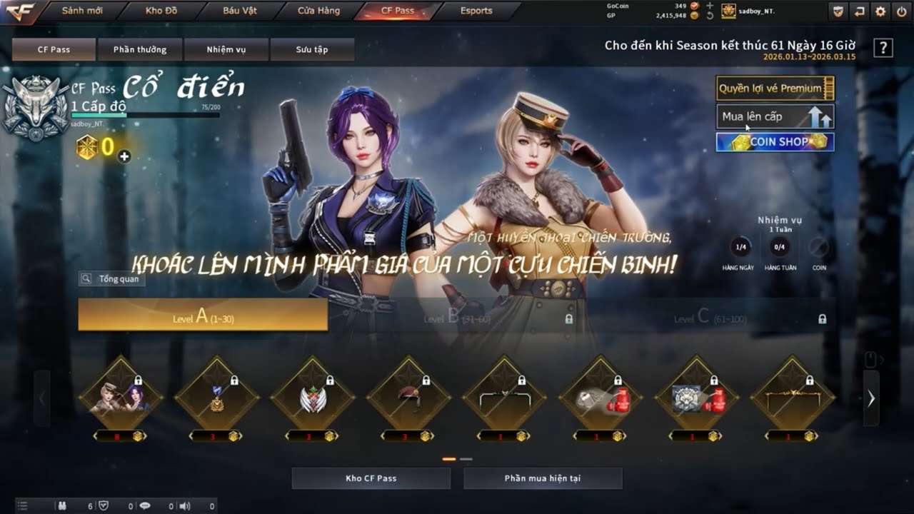 HD mua gói CF PASS mùa 5 và cách làm nhiệm vụ cf pass siêu tốc cho anh em chuyên AI