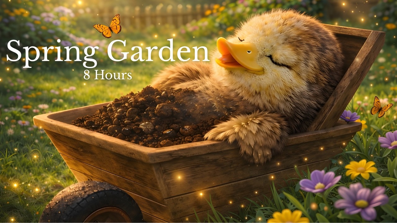 Lucky Ducky Paradise • Spring Garden 🌼 Birds, Bees & Nature Sounds (No Music • 8 Hours)