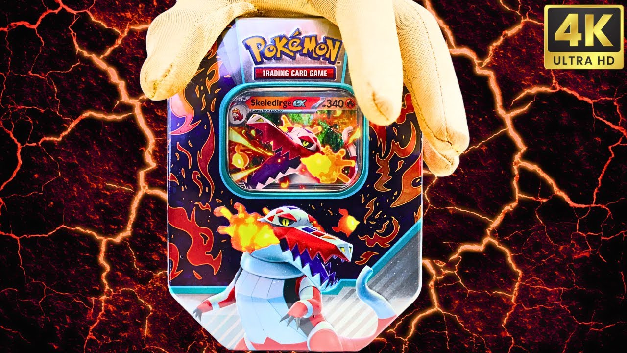 |ASMR| Unboxing Pokemon Skeledirge Ex Tin