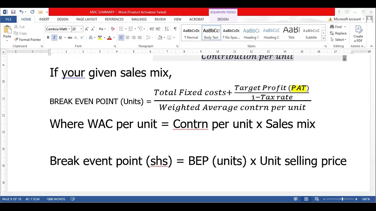 CVP ANALYSIS QUESTION mixed With VARIANCE ANALYSIS