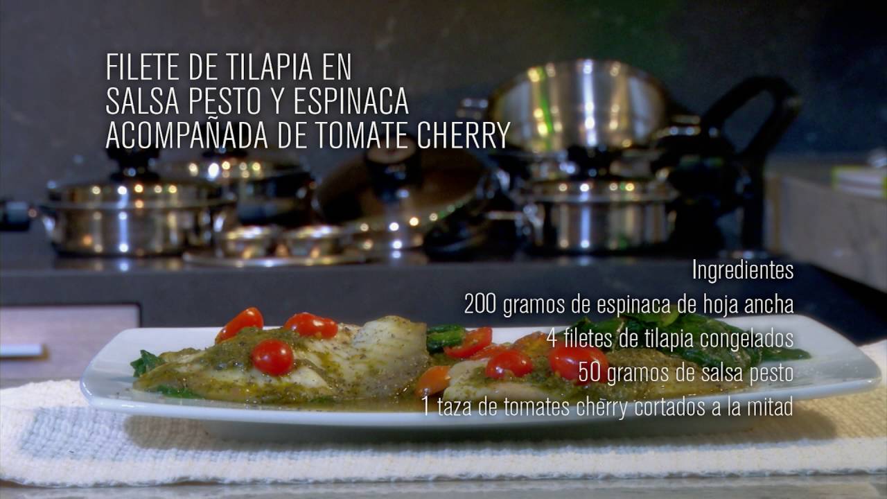 Filete de Tilapia en Salsa Pesto y Espinaca