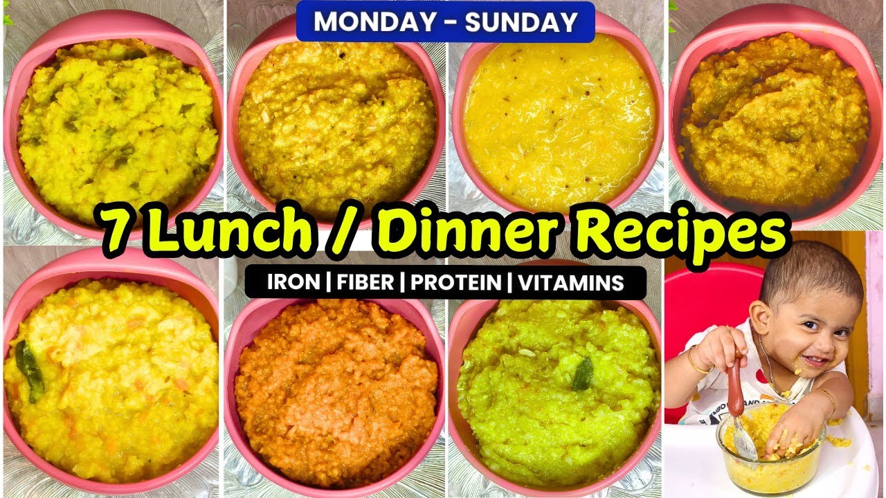Baby Food (10M - 3Y) | 7 Days 7 Lunch Recipes  | Monday to Sunday Baby Food #babyweightgainfood
