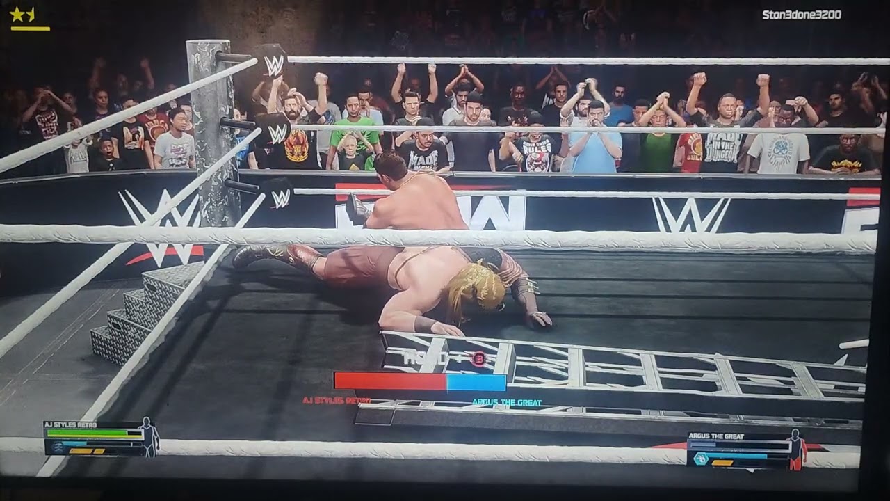 WWE 2k25 faction wars stage 4 event 1 AJ Styles Retro vs Argus The Great Ladder match Sunday 1/25/26