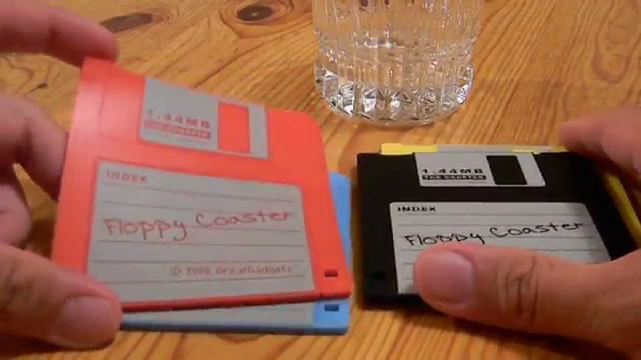 Floppy Disk Disketten Glas Untersetzer 1,44Mb GADGET  Silikon Tischschoner Geschenkartikel