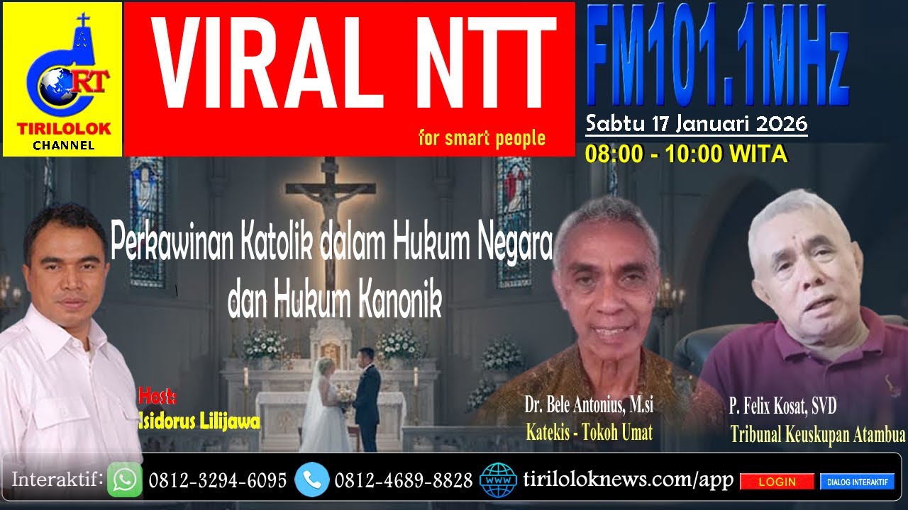VIRAL NTT: Perkawinan Katolik dalam Hukum Negara dan Hukum Kanonik Sabtu, 17 Januari 2026