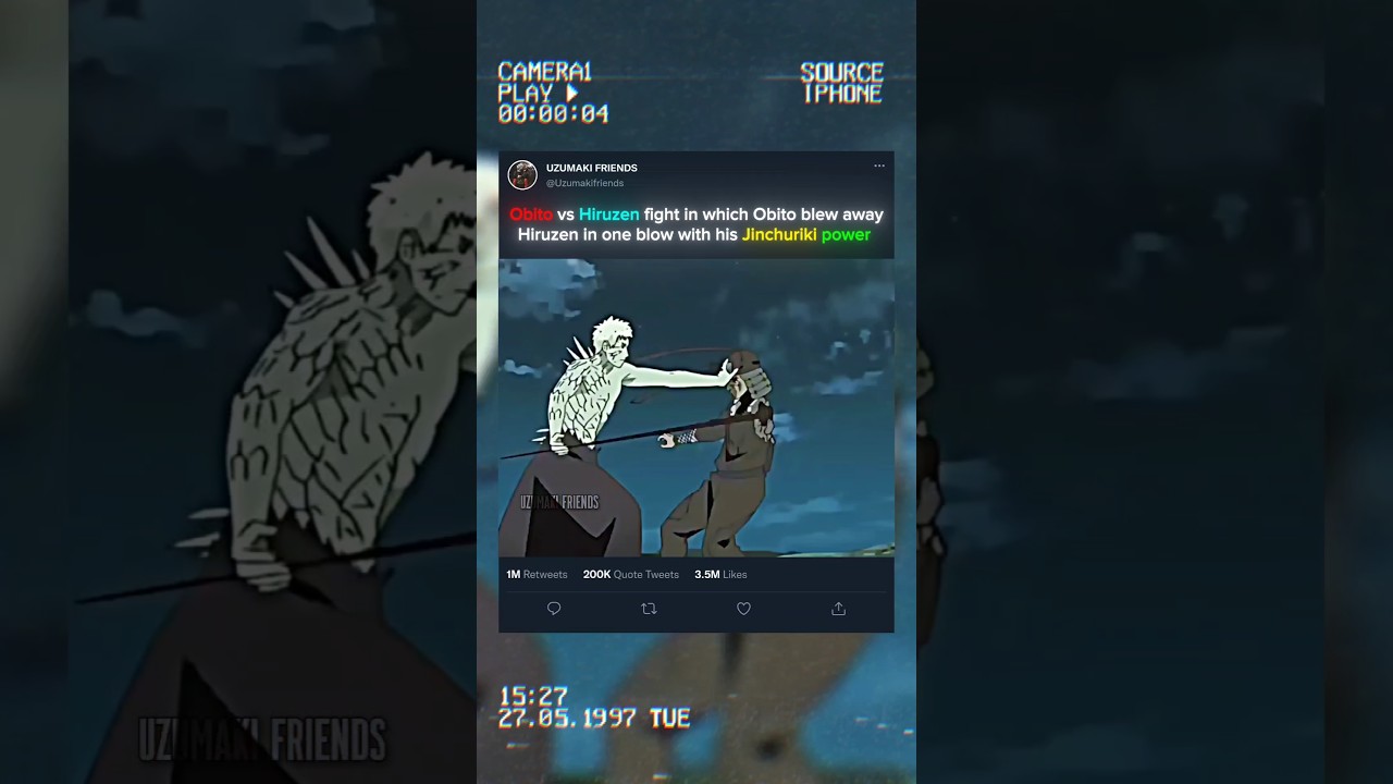 👿 OBITO (10 TAILS JINCHURIKI ) VS HIRUZEN..😳 #obito #hiruzen #narutoshippuden #animeshorts #vs