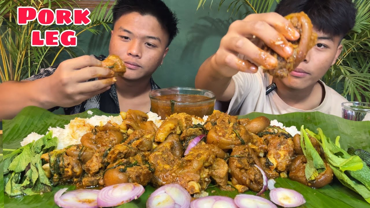 Pork leg mukbang || oksha makhong thongba mukbang🔥🔥🔥 #mukbang #manipurimukbang #porkcurry #porkleg