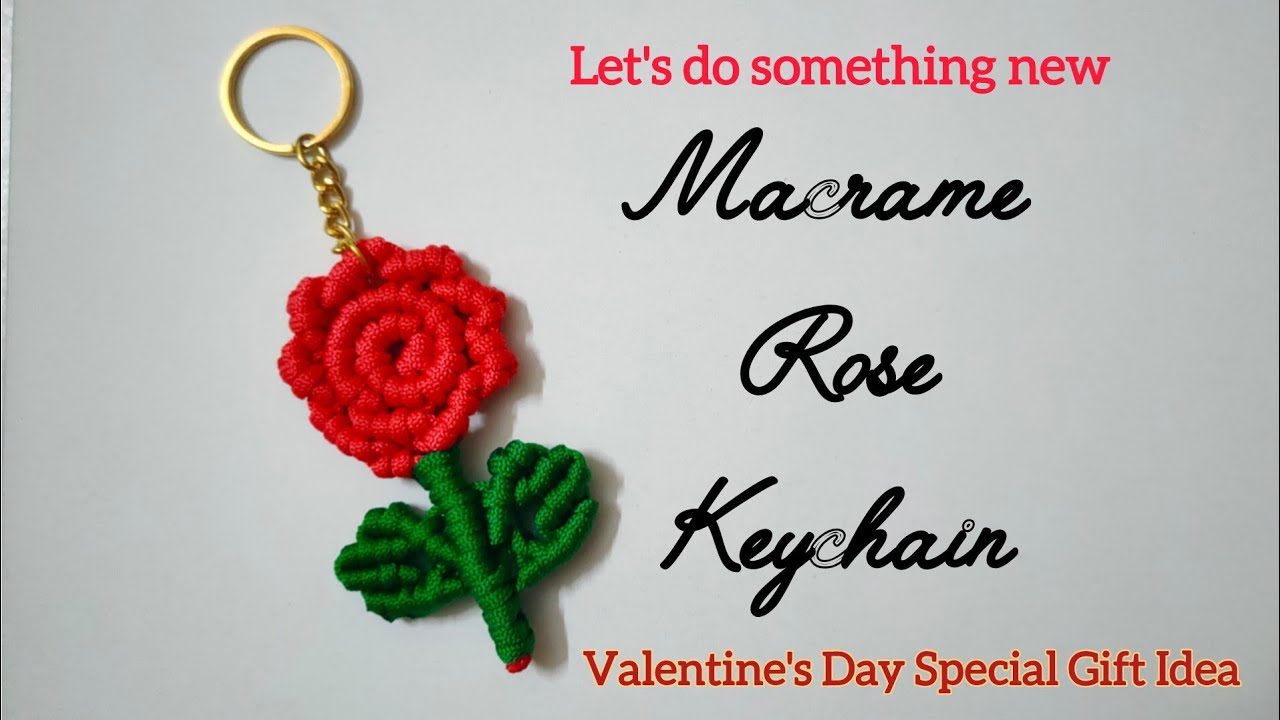 Macrame Rose Keychain | Handmade Macrame Gift For Valentine's Day | Diy Macrame Flower