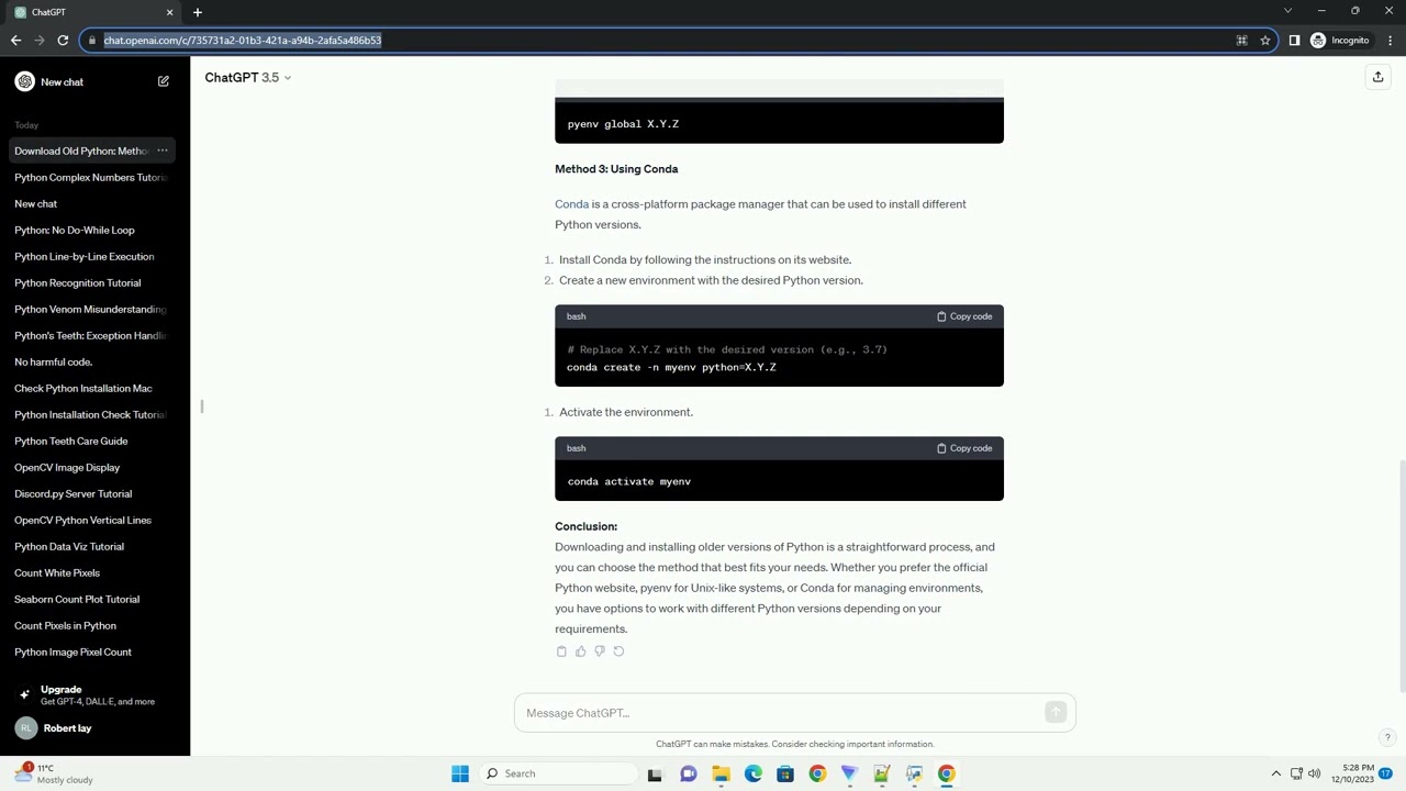 download old version of python