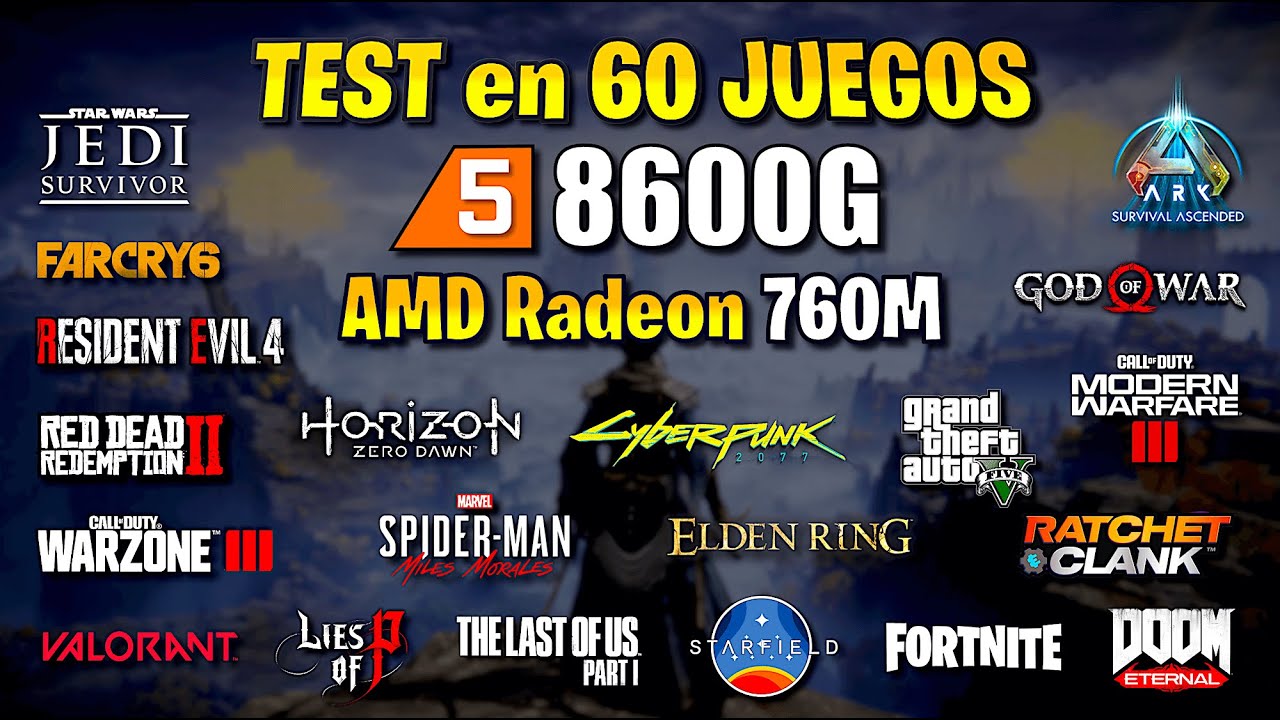 ✅ Ryzen 5 8600G ✅ TEST en 60 JUEGOS ✅ AMD Radeon 760M 🔴 Sin TARJETA GR&Aacute;FICA 🔴