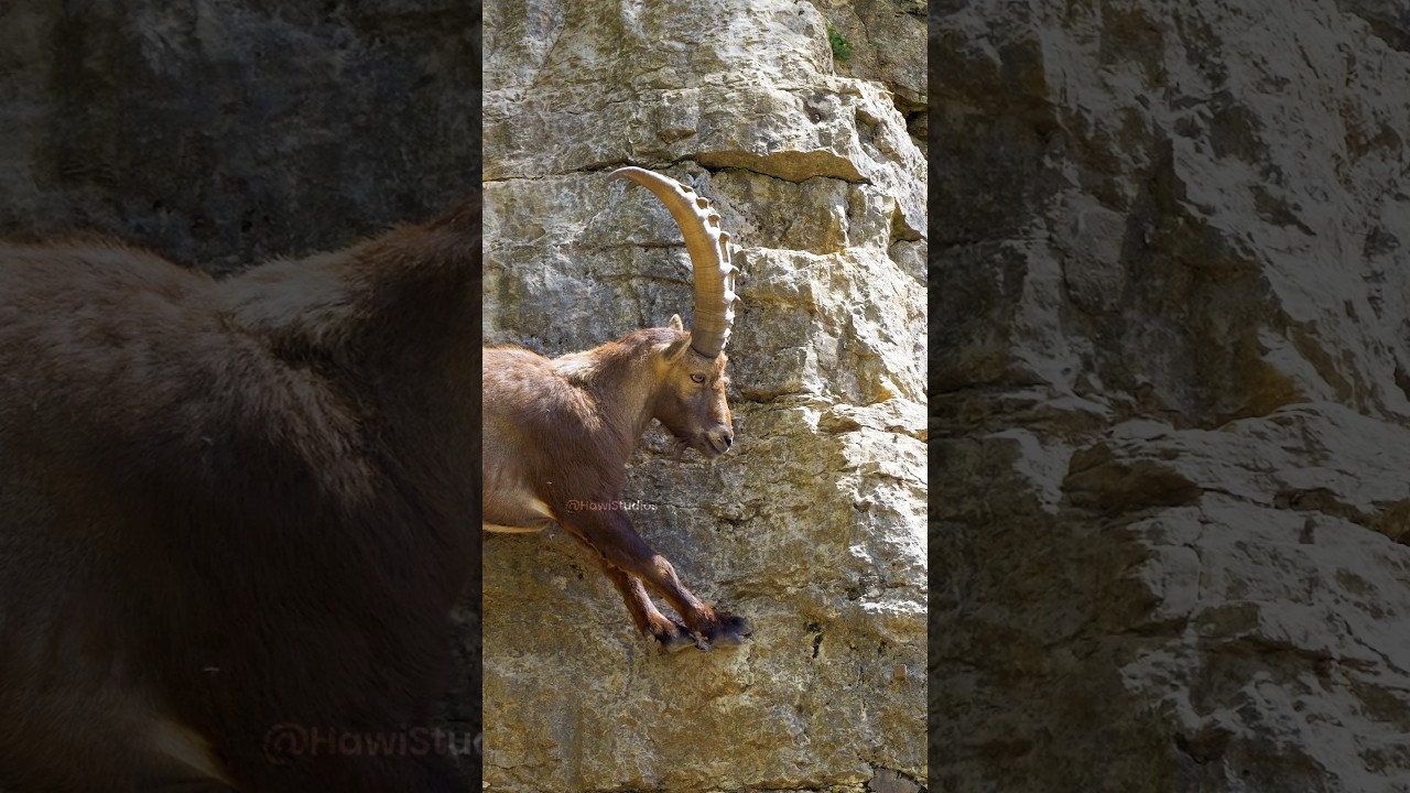 Ibex climbing on a  Steep Cliff  Wincent   feomx #wildlife #nature #ibex