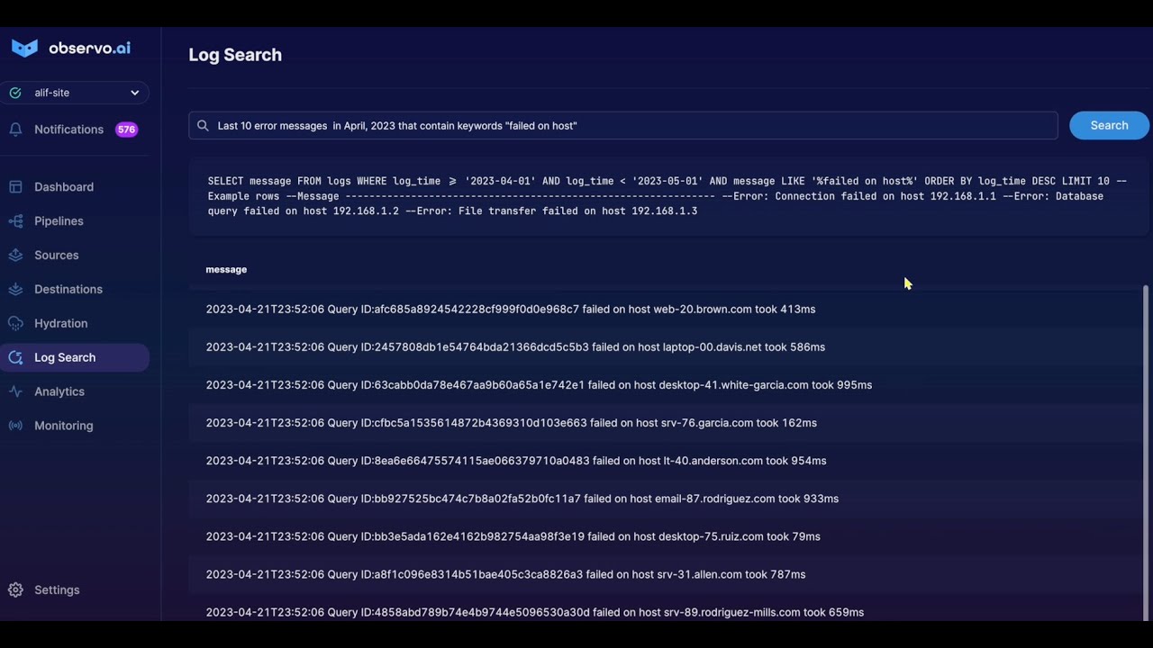 Oberservo AI Demo   Natural Language Searchable Data Lake
