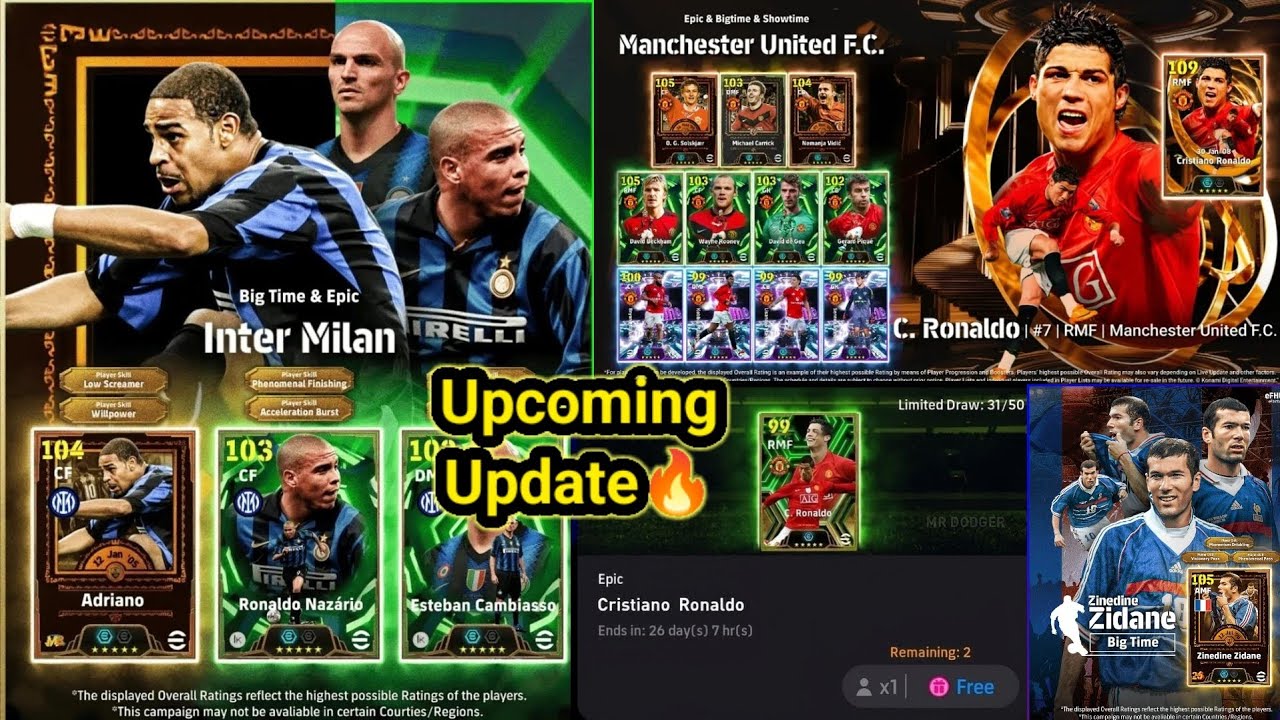 Upcoming updates in efootball 2026 | New Manager, Big time Cards & Epics and Many more