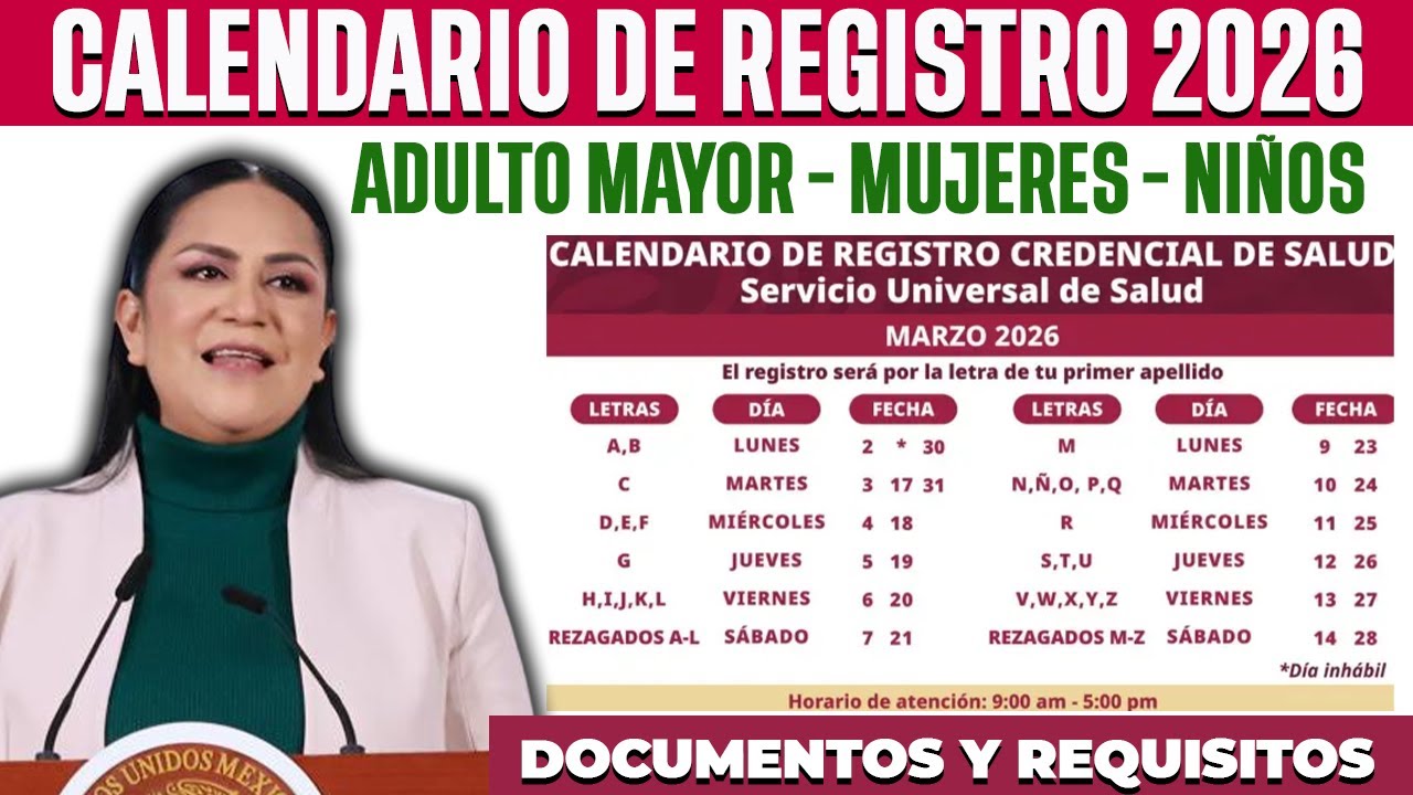📢 CALENDARIO de REGISTRO Adulto Mayor, Mujeres y Niños 📆 CREDENCIAL del Servicio Universal de Salud
