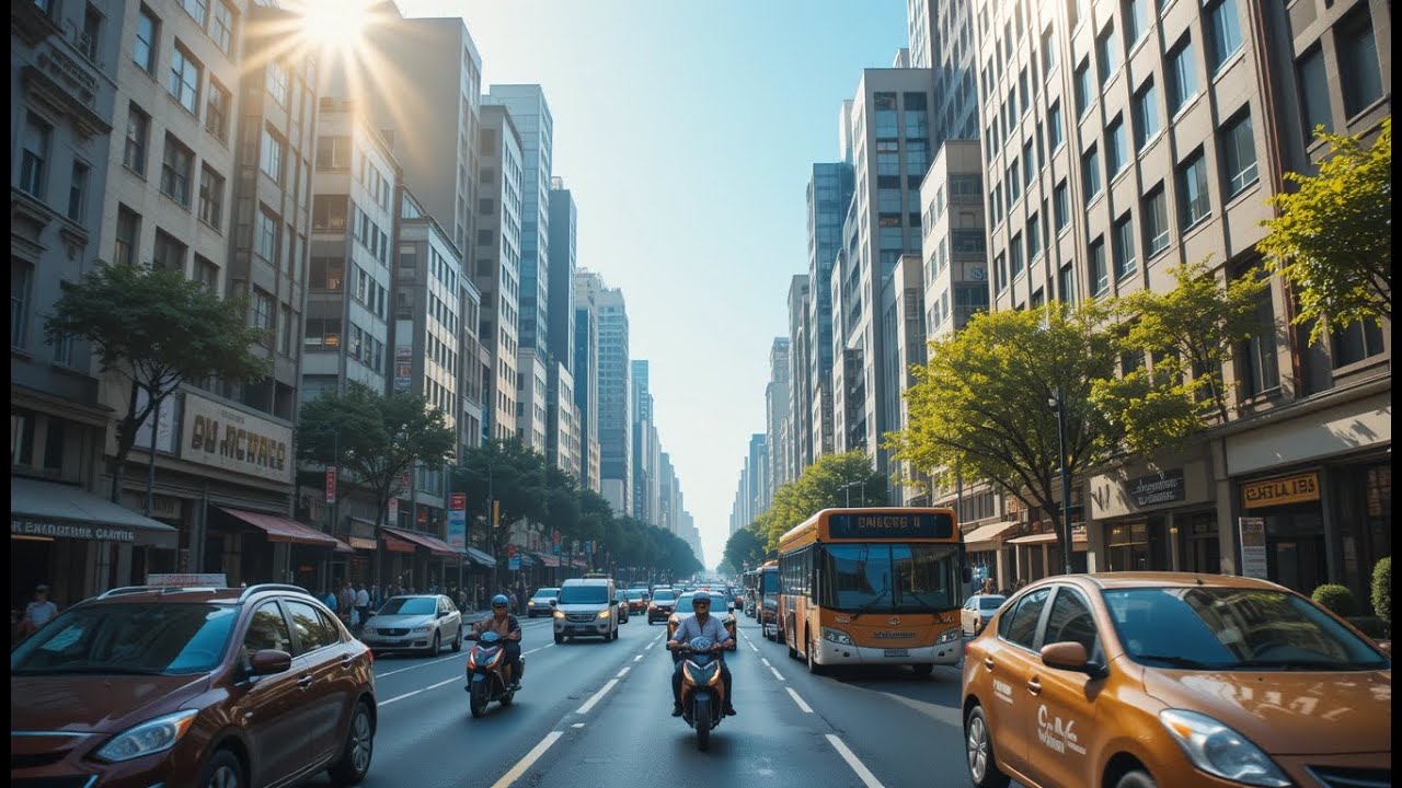 City Streets in the Workday Heat