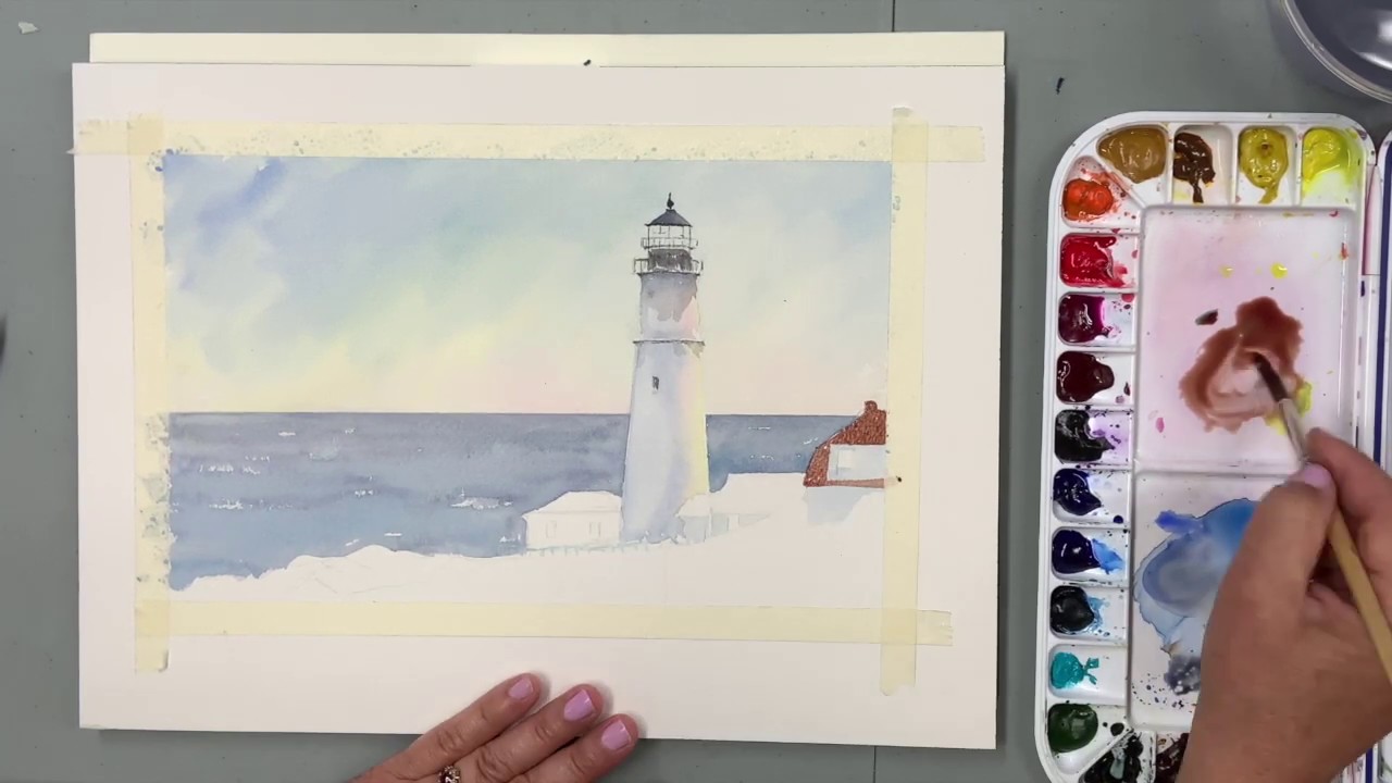 Watercolor Painting of a Lighthouse by Jo Ellen Reinhardt