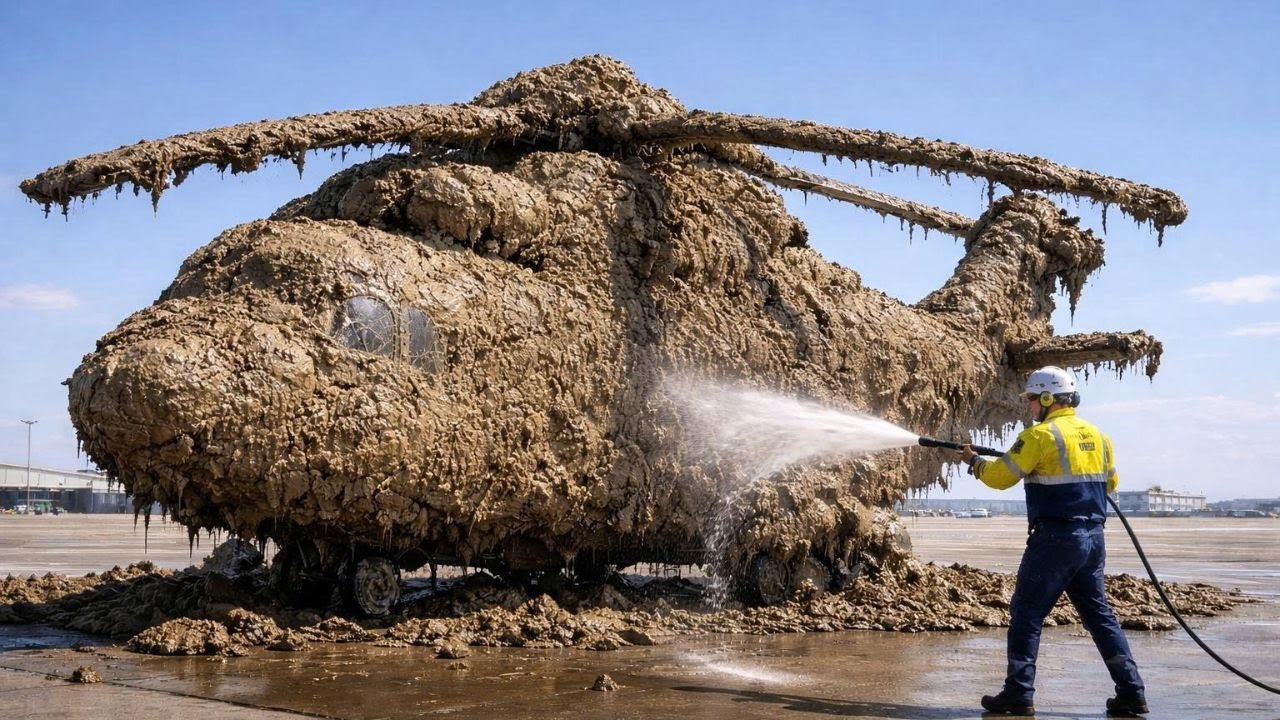 Pressure Washing the World’s Dirtiest Helicopter — The Result Is Insane