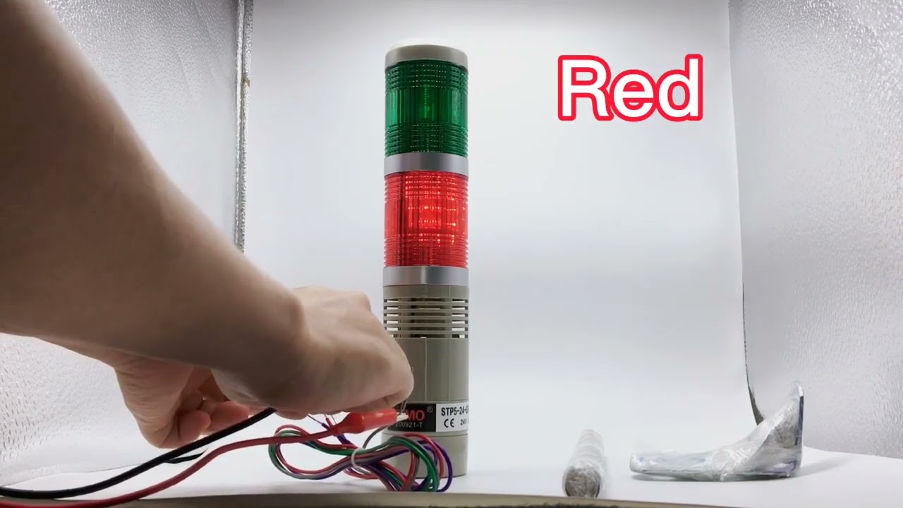 YUMO 24V DC 3layer LED Signal Tower Flashing Warning Light with Buzzer