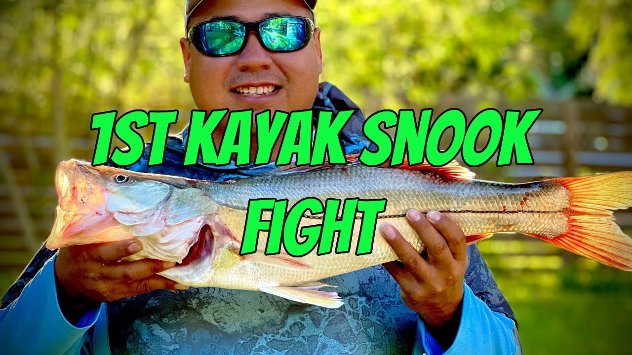 First Kayak Screaming drag Snook fight