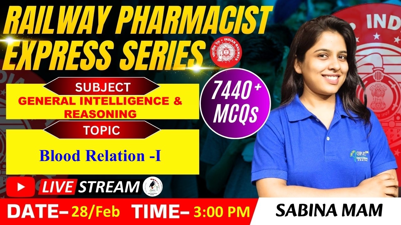 L- 145 | Blood Relation-I - General Intelligence & Reasoning | RAILWAY(RRB) PHARMACIST 7440+ MCQ