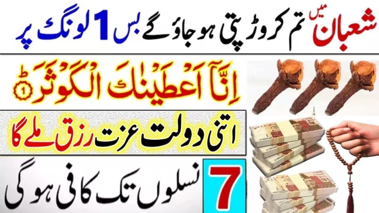 Shaban Me Karorpati Banne Ka Wazifa | 1 Long Par Amal | Dolat Aur Izat Ke Liye Surah Kausar Wazifa